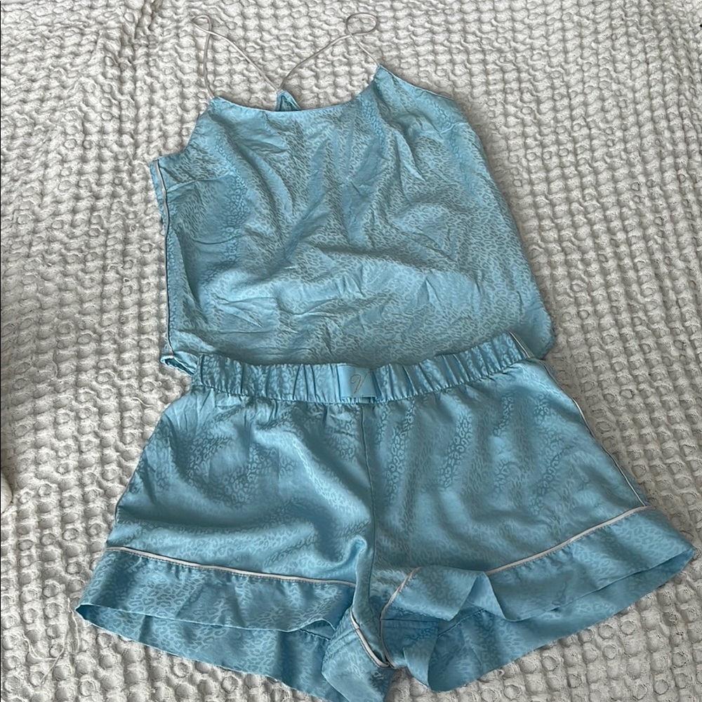 Light Blue Satin Pajama Set